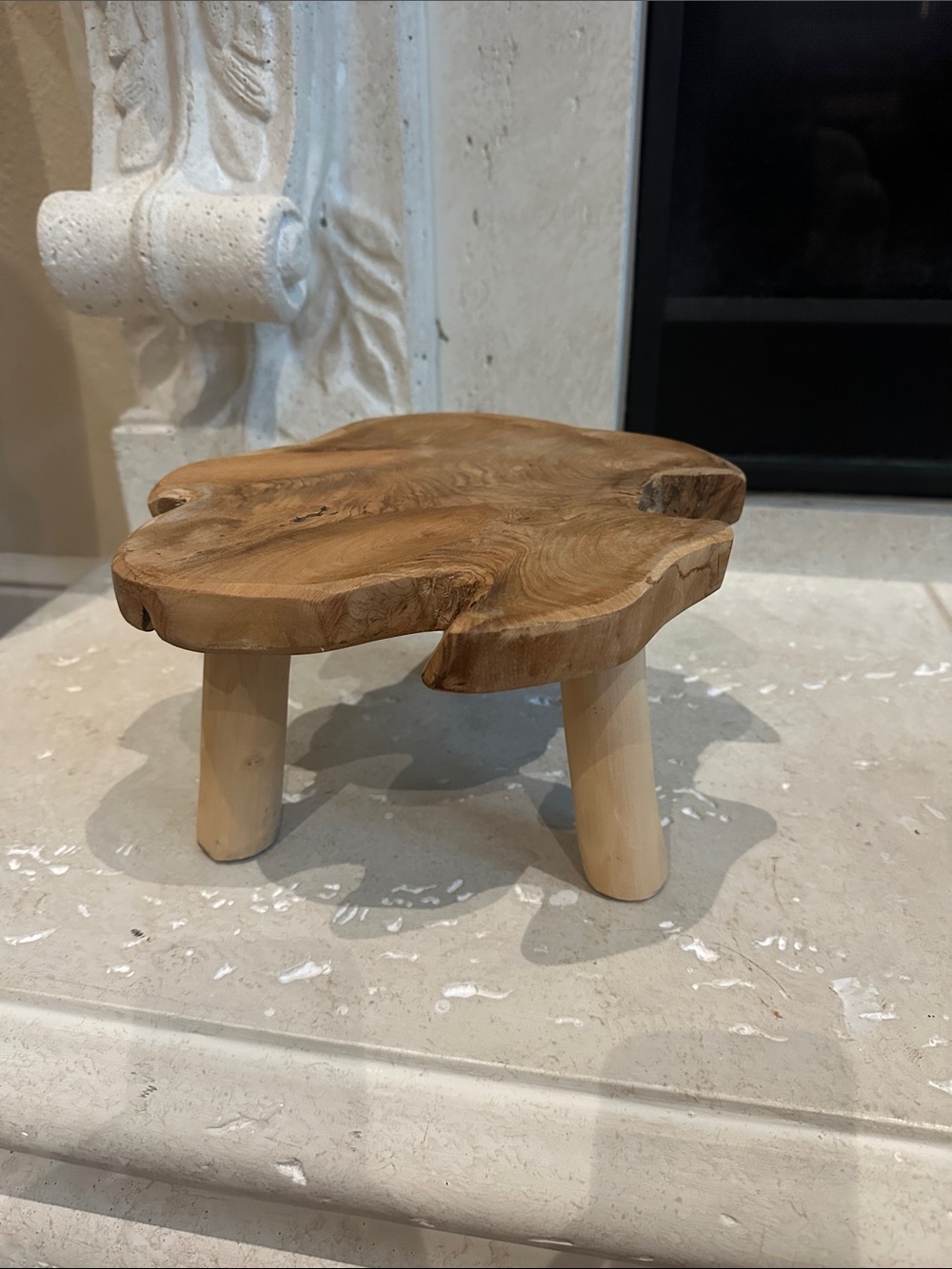 Rustic Live-Edge Wooden Mini Stool / Display Stand - Natural Wood